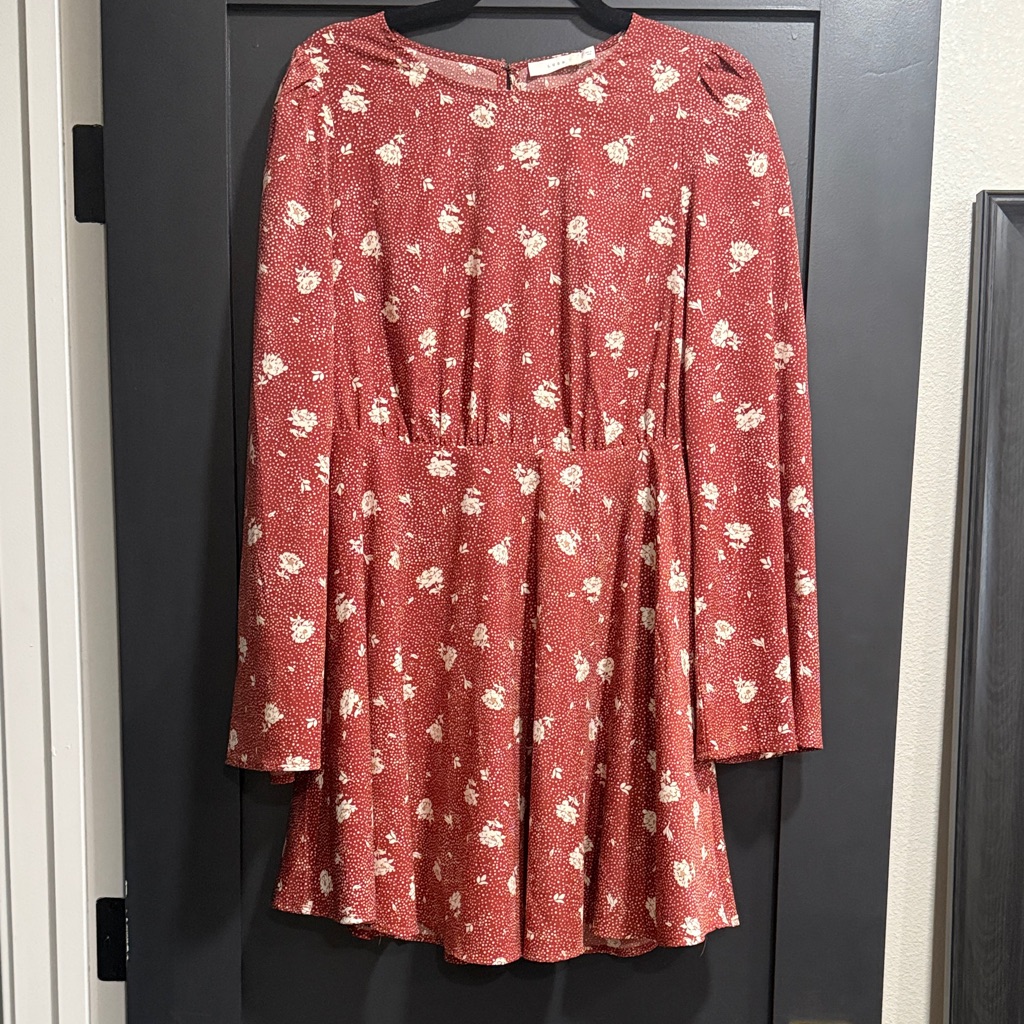 Lush Red Floral Mini Dress